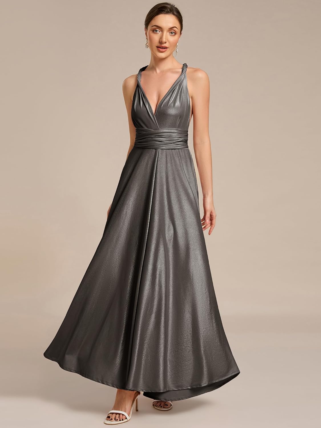 Ever-Pretty Women's Summer Glitter Infinity Dress A-Line Convertible Wedding Guest Dress 02410