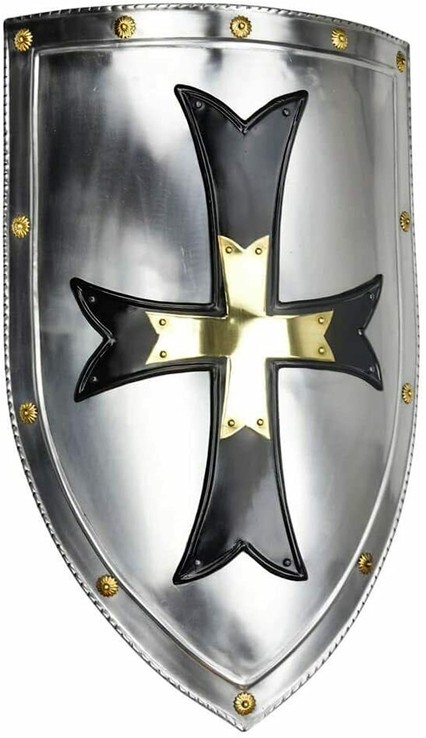 Bouclier médiéval chevalier armure en acier fer templier croix bouclier italien bouclier cosplay costume SCA LARP armure bouclier Halloween