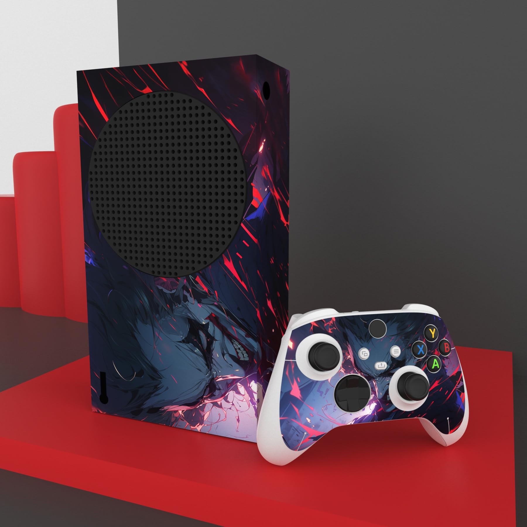 PlayVital Pegatina Completa para Xbox Series S - Vinilo Adhesivo Skin Decal Cover para Consola y Mando, Resistente a Arañazos, Fácil de Aplicar y Retirar, Diseño Personalizado (Payaso Malvado)