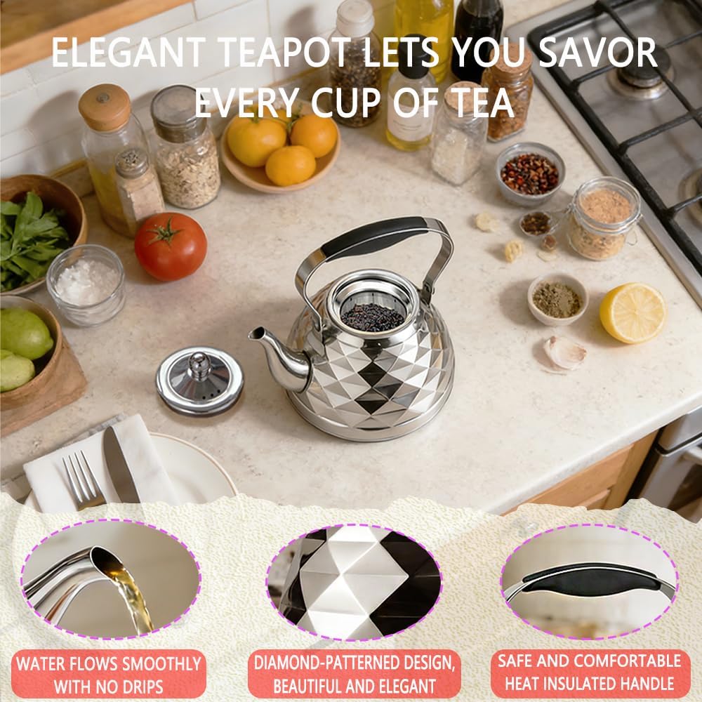 1800ml/61oz Stainless Steel Teapot with Infuser