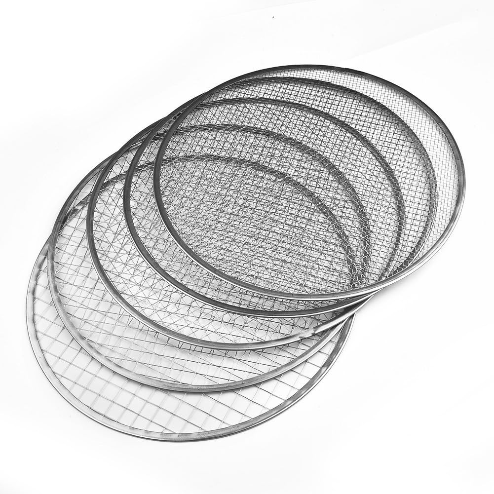Edelstahl Gartensieb mit 5 Filtern 3mm-12mm für Komposterde Kräuter Gemüse Gartenarbeit 30cm Durchmesser 7,5cm Höhe