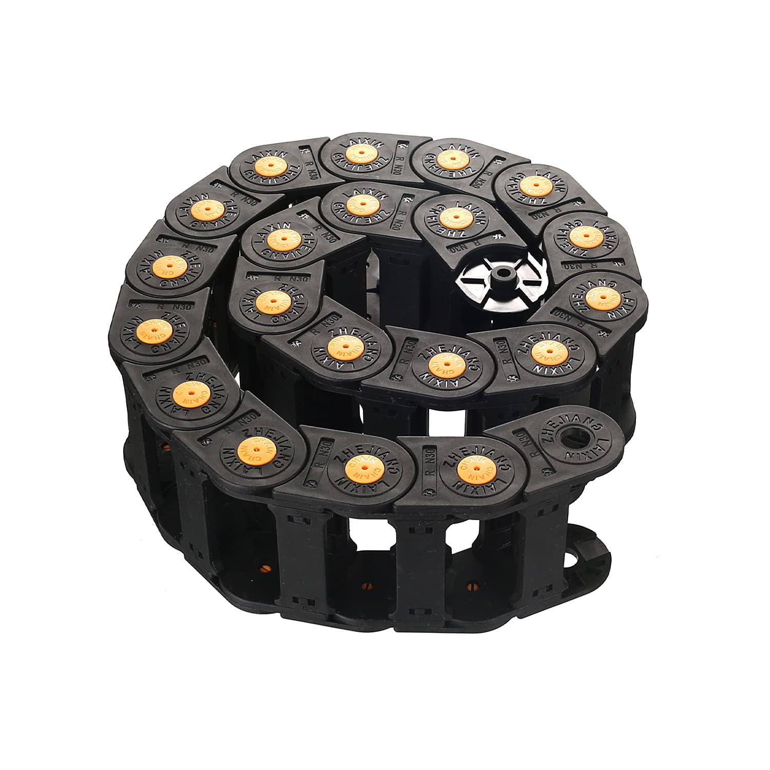Heyiarbeit 30 x 50 mm plastikowy łańcuch do przeciągania kabli 1M R55 ze złączami końcowymi typ otwarty do maszyn elektrycznych CNC, czarny, 1 szt