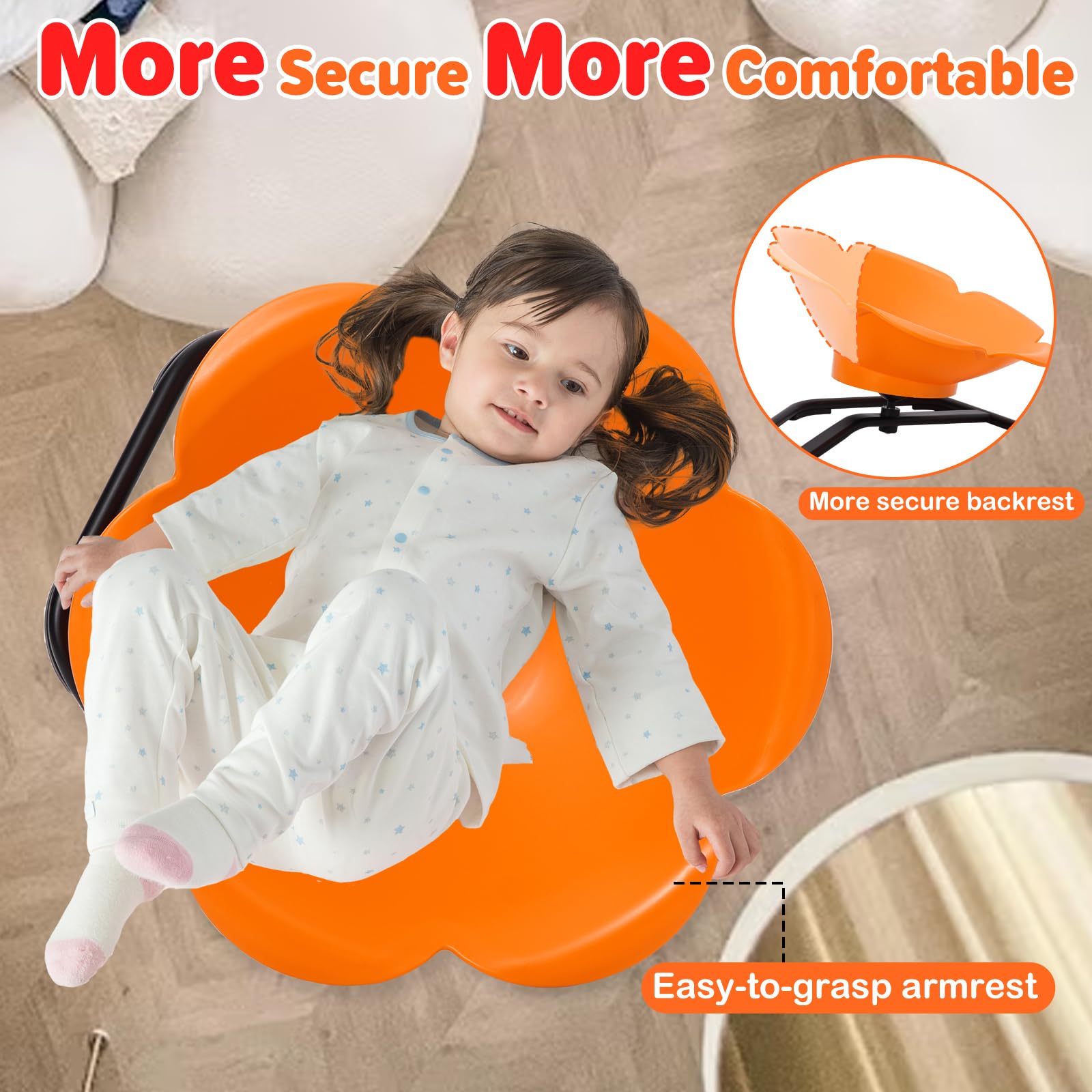 Kinder Drehstuhl für Autismus, Sensorischer Drehstuhl für Training Physische Koordination und Gleichgewicht, 360°-Drehsitz Spielgeräte, Autismus-Sensorikspielzeug für Jungen und Mädchen(Orange)