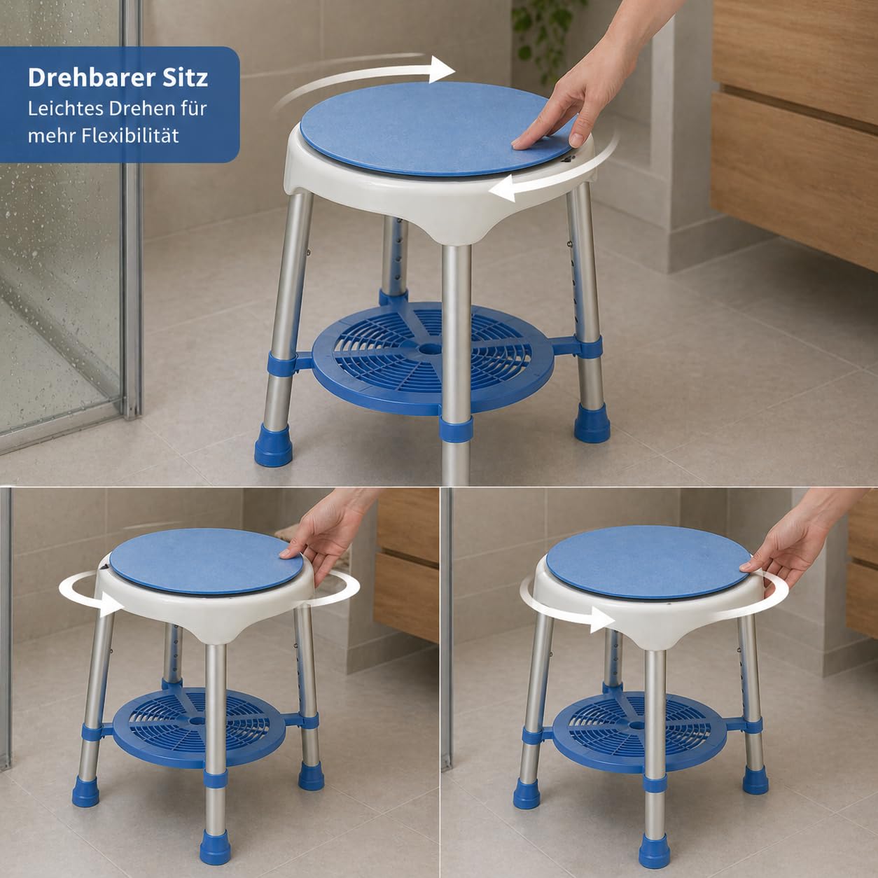 Taburete de ducha con asiento giratorio: comodidad, seguridad y flexibilidad para tu baño