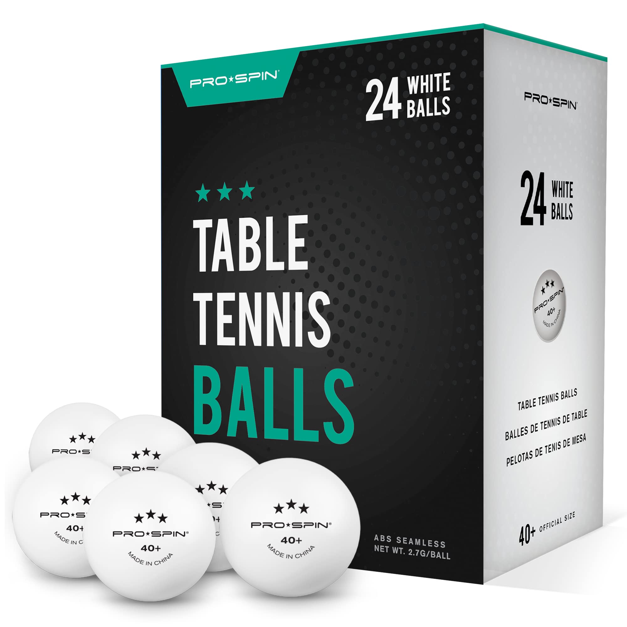 PRO SPIN Ping Pong Balls - White 3-Star 40+ Table Tennis Balls (Pack of 24) | High-Performance ABS Training Balls | Ultimate Durability for Indoor/Outdoor Ping Pong Tables, Competitions, Games-image-38