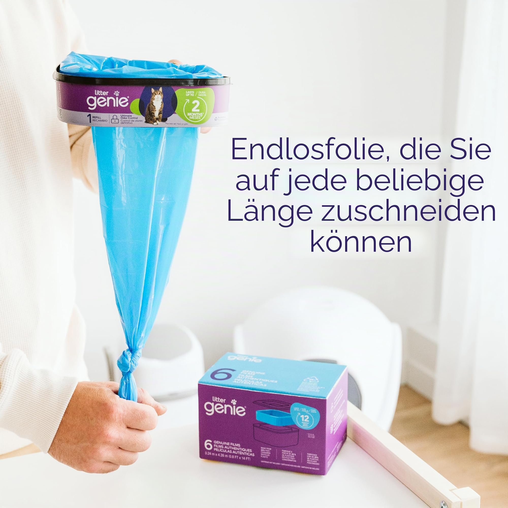 Litter Genie Nachfüllbeutel, freistehend, echte Folie, kompatibel mit Litter Genie Standard- und Jumbo-Nachfüllpackungen, ultimative Geruchskontrolle, Katzenstreubeutel, bis zu 18 Monate Vorrat für