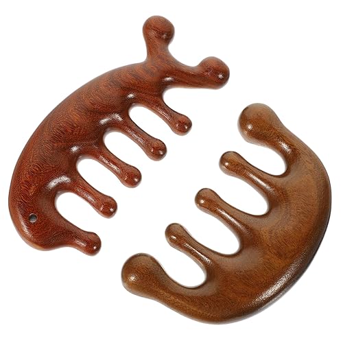 Anneome Peine de madera 2 piezas de dientes anchos para cabello rizado, peine de dientes anchos para el cuero cabelludo de las mujeres, peine de