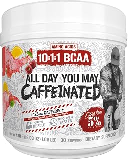 5% Nutrition AllDayYouMay Caffeinated BCAA Powder and EAAs (Fruit Punch) | + Electrolytes & More for Pre & Intra Workout Energy, Hydration, Endurance, Muscle Recovery, Joint & Liver Support