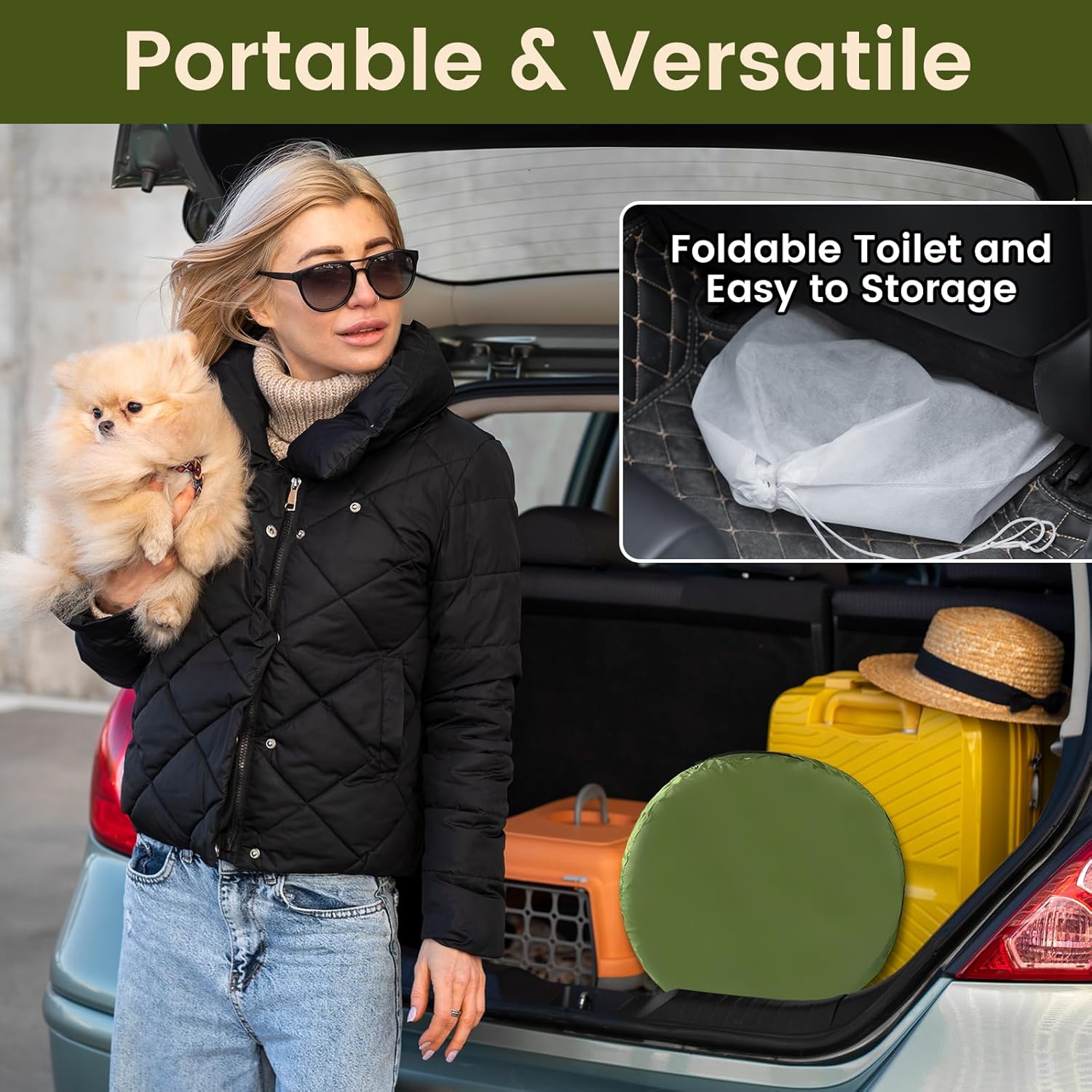 Portable Privacy Tent for Adults - Pop Up X Large Camping Toilet With 1 Roll Bags, 10 Pack Liquid Waste Gel - Folding Outdoor Changing Shelter