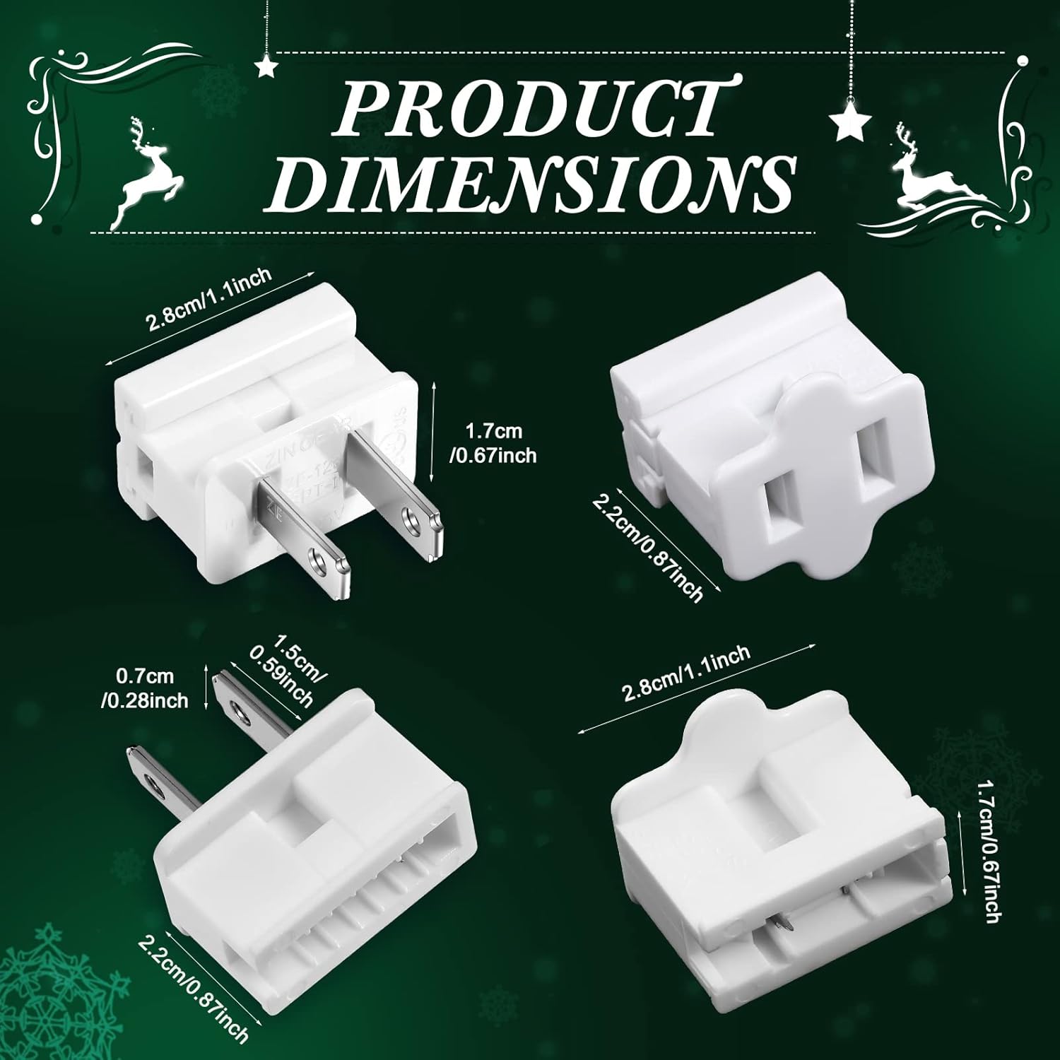 Flutesan 20 Christmas Female and Male Slip Plug Lighting Outlet White Vampire Adapter for Xmas Holiday Party (SPT-1)
