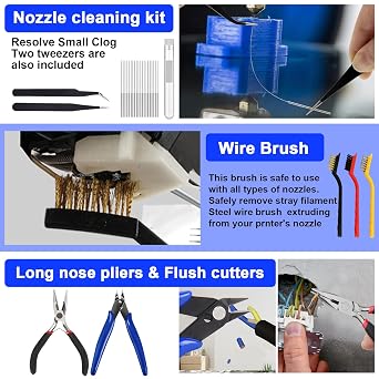 HIMOMO 99 PCS 3D Printer Tool Kit, 3D Printer Accessories Includes Deburring Tool, Cleaning Brush Set, Screwdriver, Wrench, Cutting Mat, Toolbox, 3D Printing Tools for Cleaning 3D Printerss