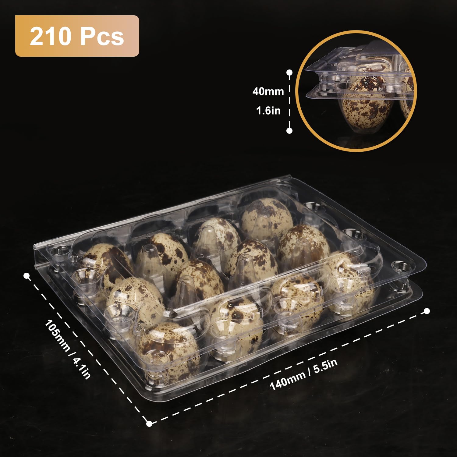 Paquete de 200 cajas de huevos de codorniz, bandejas de plástico transparente para huevos de codorniz, con capacidad para hasta 12 huevos de codorniz de forma segura, tus mejores soportes