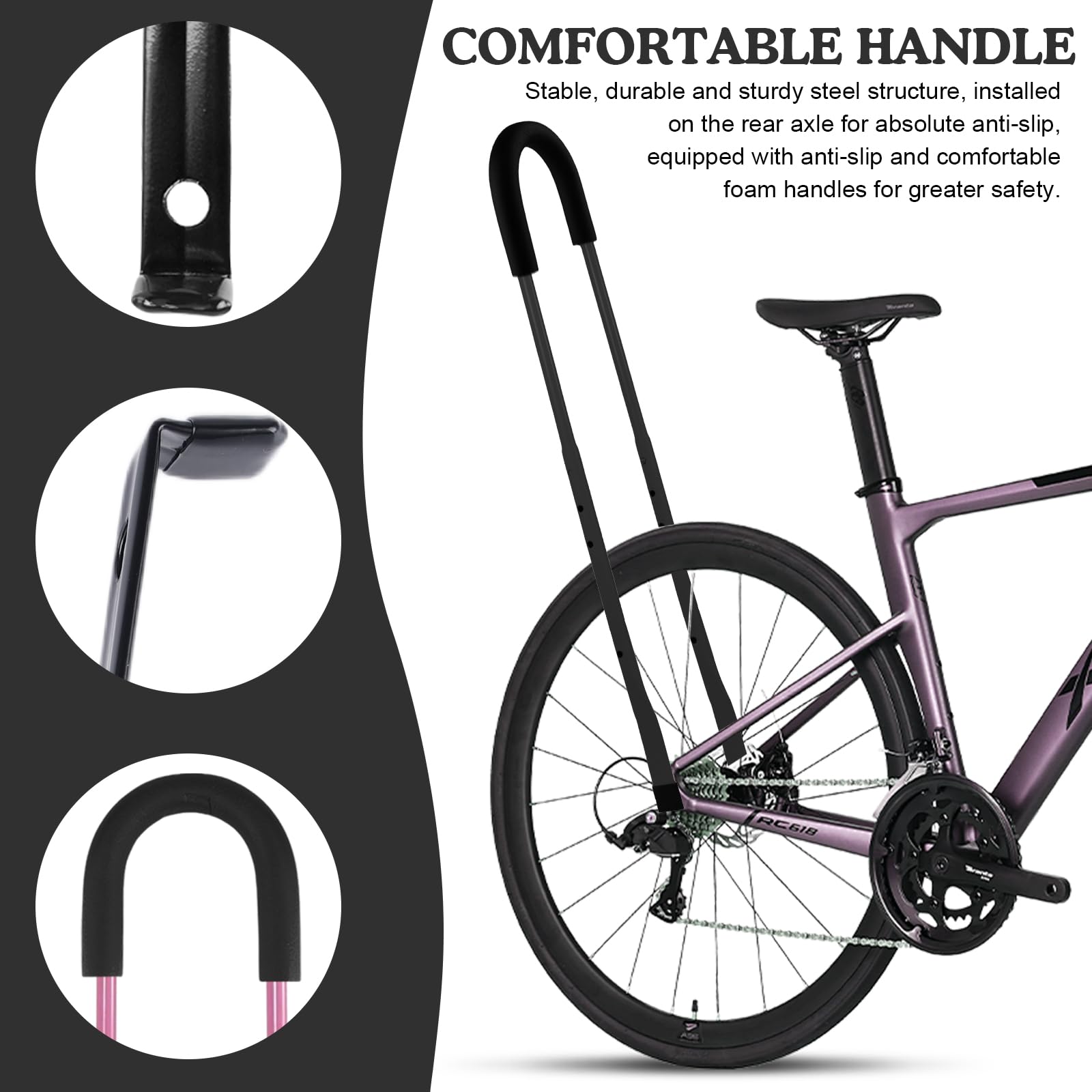 Bicicletta per bambini scorrevole e bicicletta, aiuto per l'apprendimento, barra di scorrimento universale, accessorio robusto di qualità per biciclette per bambini e tricicicli (nero)