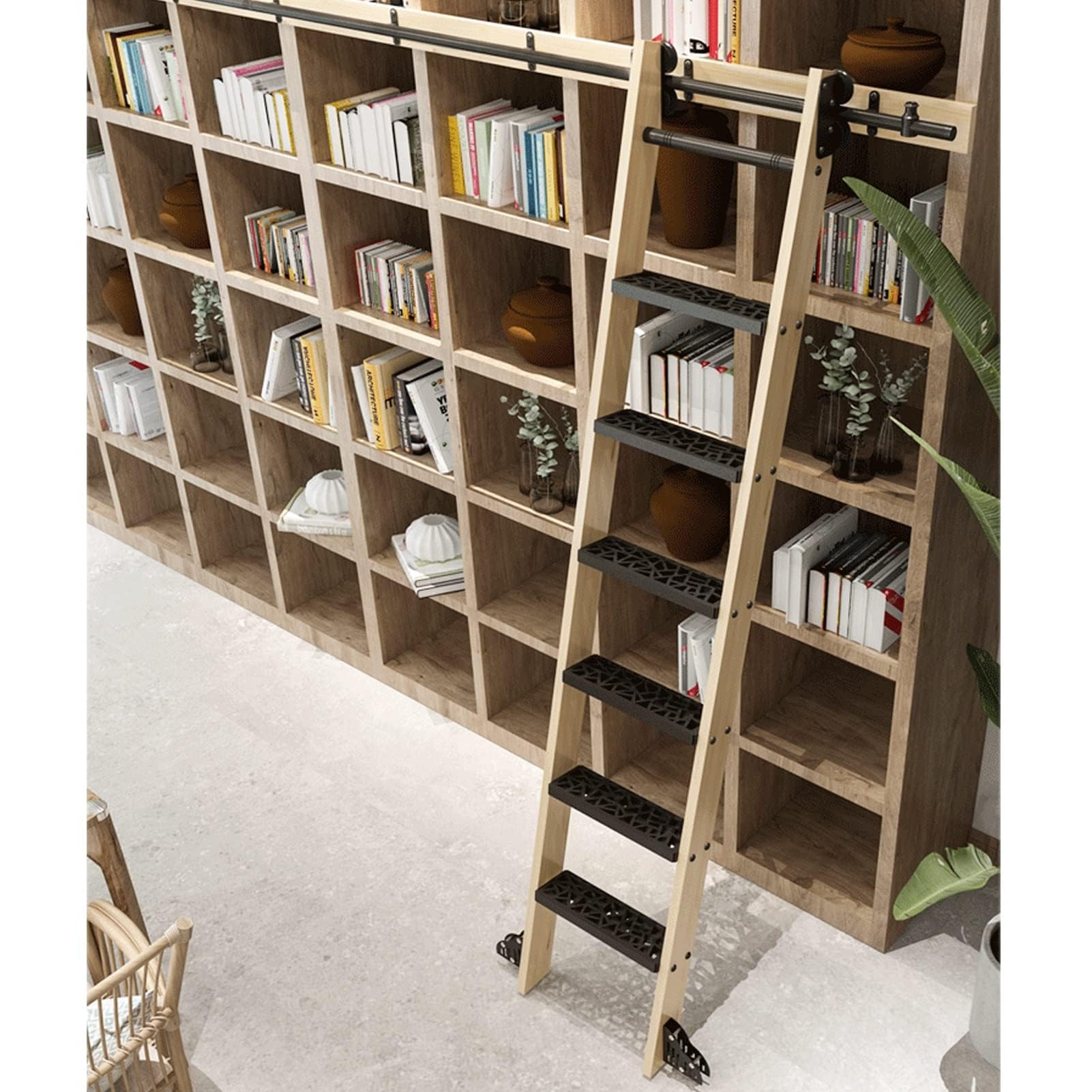 Zestaw akcesoriów do drabiny bibliotecznej, montaż sufitowy, system szyn szynowych ze stali węglowej do drzwi przesuwnych, zestaw do zwijania rur okrągłych (zestaw gąsienic 2 m)