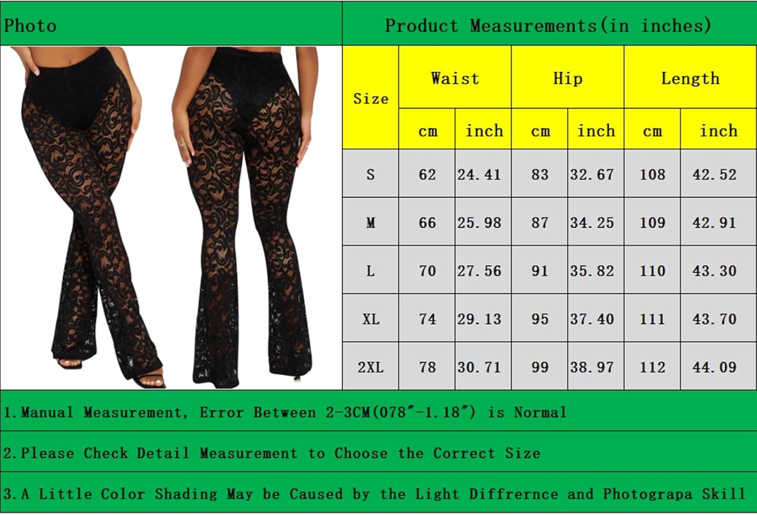 Women Sexy Black Lace Flare Pants See Through Sheer Mesh Floral High Waist Party Club Pants (No Underwear) - Image 6