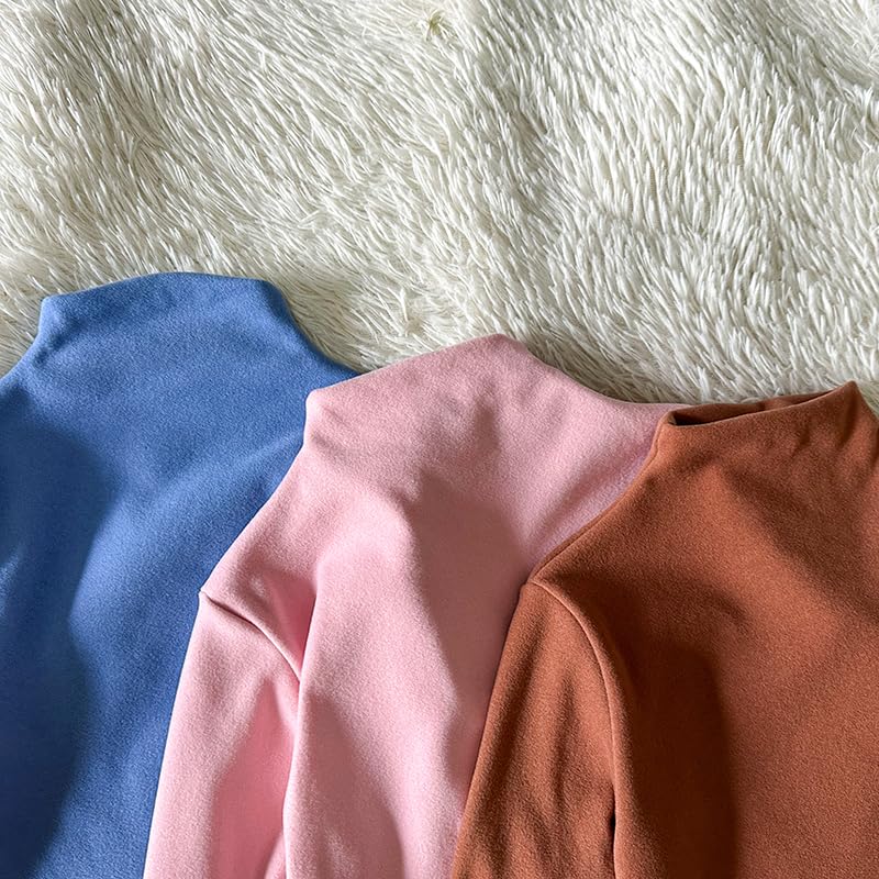 Long Sleeve Turtleneck Thermal Tees Toddler 1-5 Years Fleece Lined Solid Shirts for Fall/Winter – Girls Boys Cozy Outfit3