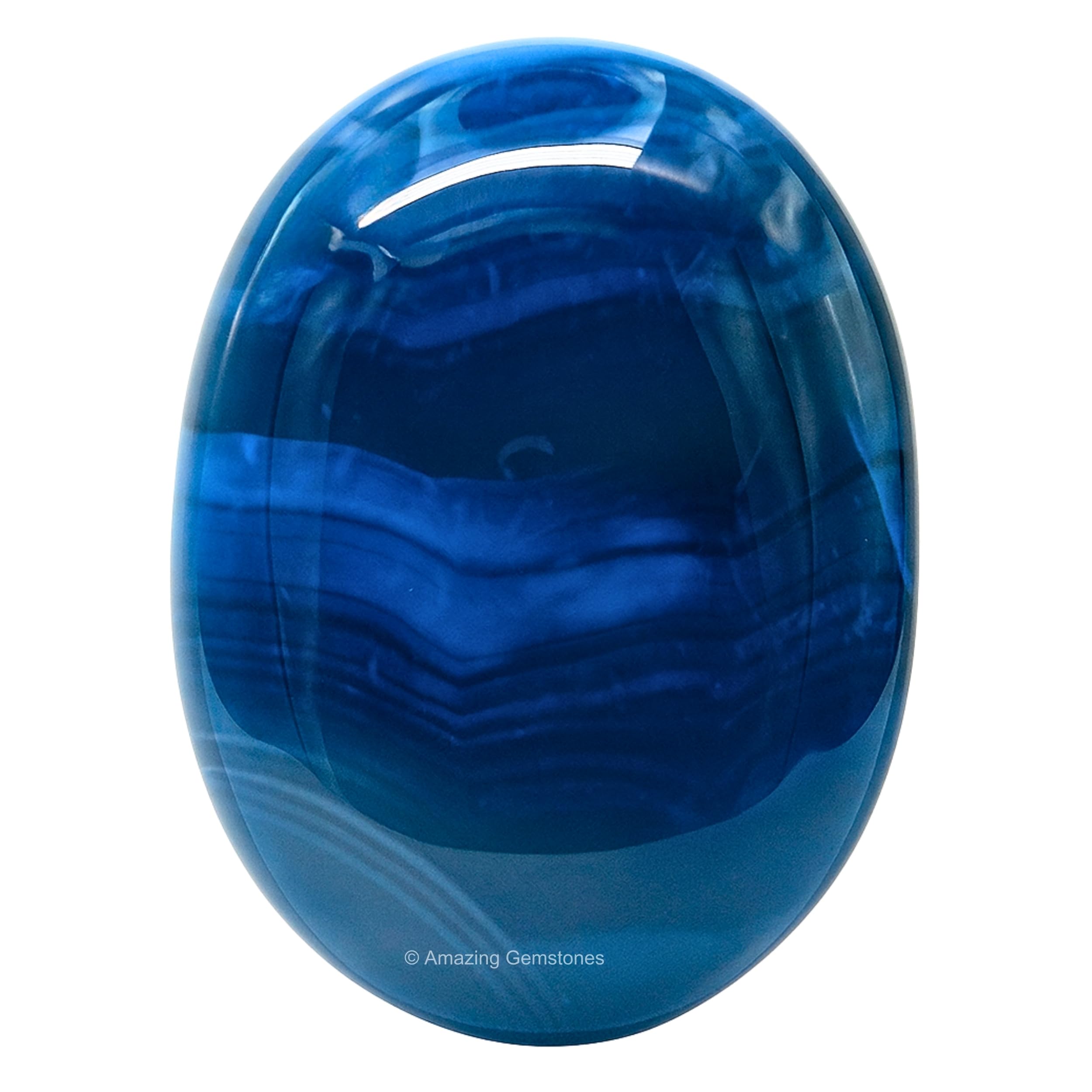 Blue Onyx Crystal Palm Stone, 45-50mm Large Meditation Healing Crystal