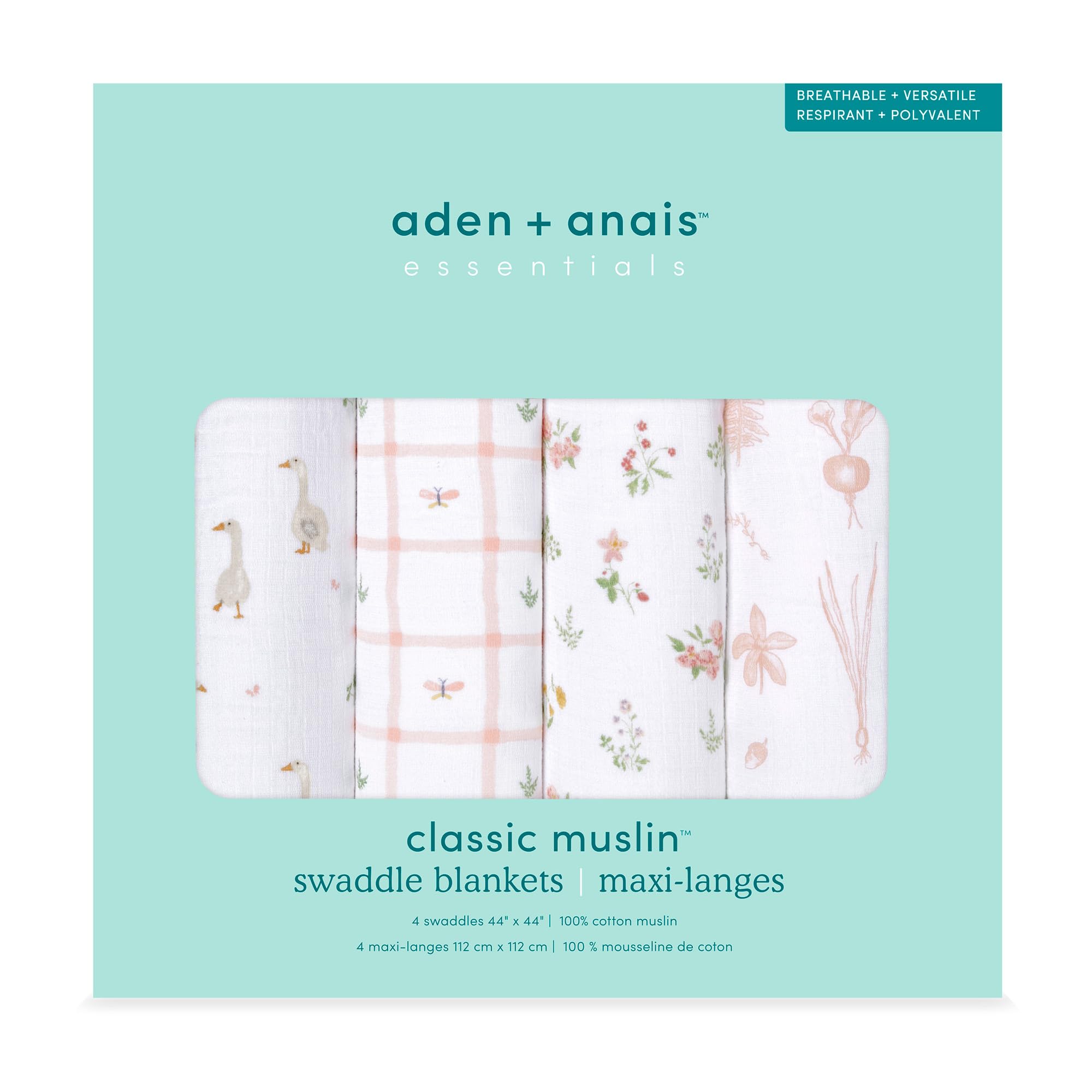 aden + anais essentials(エイデンアンドアネイエッセンシャルズ) スワドル4 country floral ベビー 4個 SWADAEESWC40031