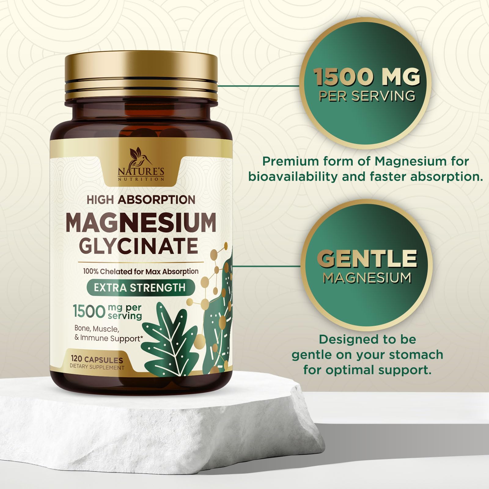 Magnesium Glycinate 1500mg - 100% Chelated - High Absorption Magnesium Glycinate 500mg Per Capsule - Sleep, Heart Health, Bone, & Muscle Support Supplement - Vegan - Bottled in the USA - 120 Capsules — Amazon image 7