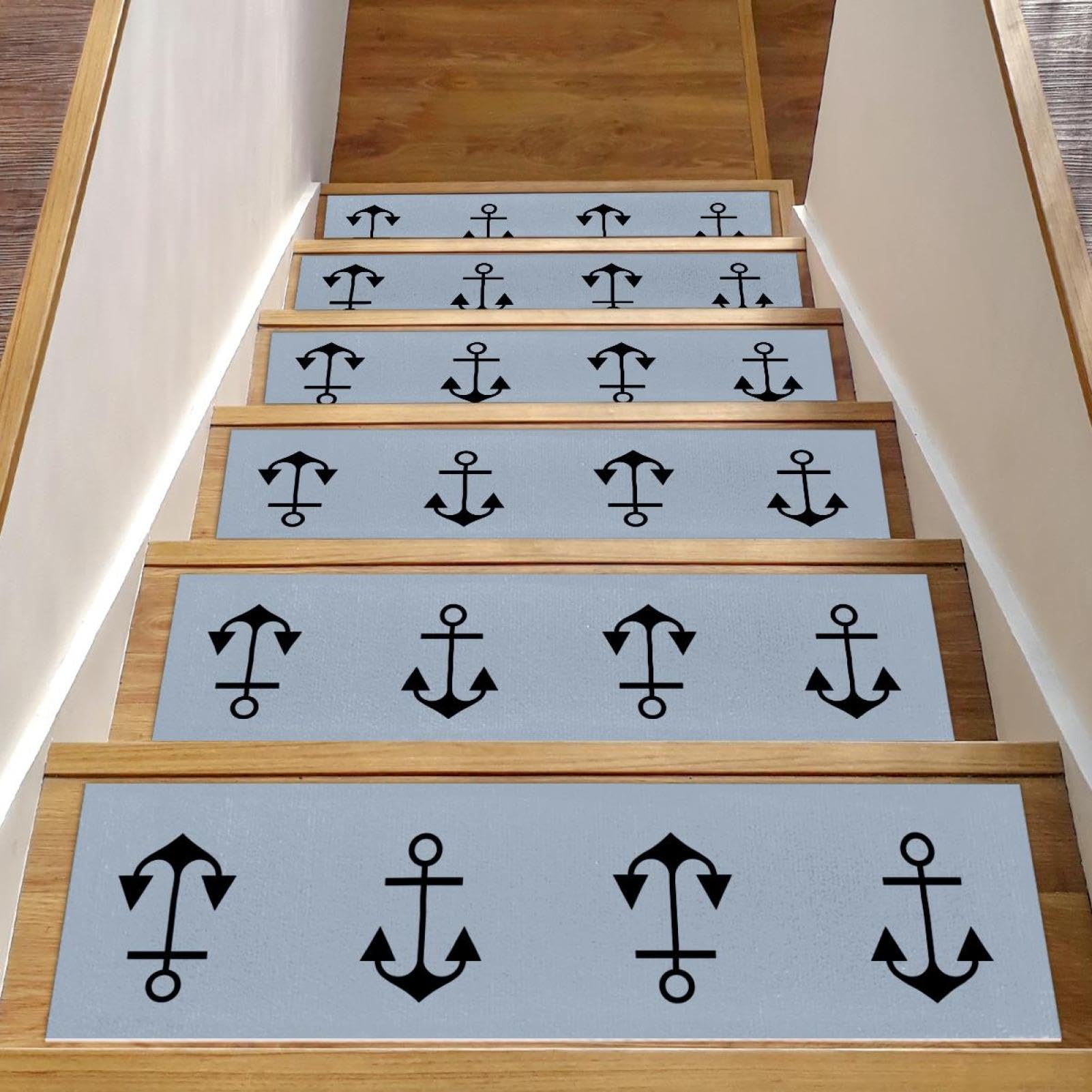 Peldaños antideslizantes premium Sea Marine Anchor para proteger escaleras de madera de interior