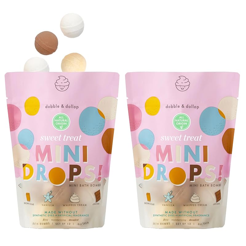 Bombas de banho Dabble & Dollop Baunilha, Chantilly, Açúcar mascavo e Cacau, conjunto com 24 unidades