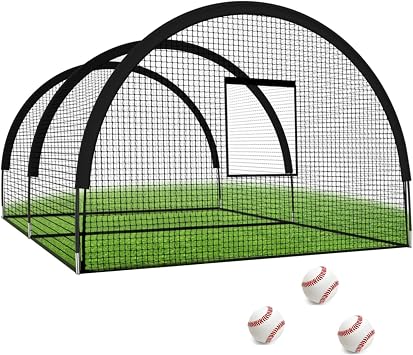 Baseball Batting Cage 32x12x8 Ft, Baseball Training Equipment Netting Cages, Golf Softball Nets for Batting with Frame and Net, Portable Softball Batting Cage Net for Hitting and Pitching Practice