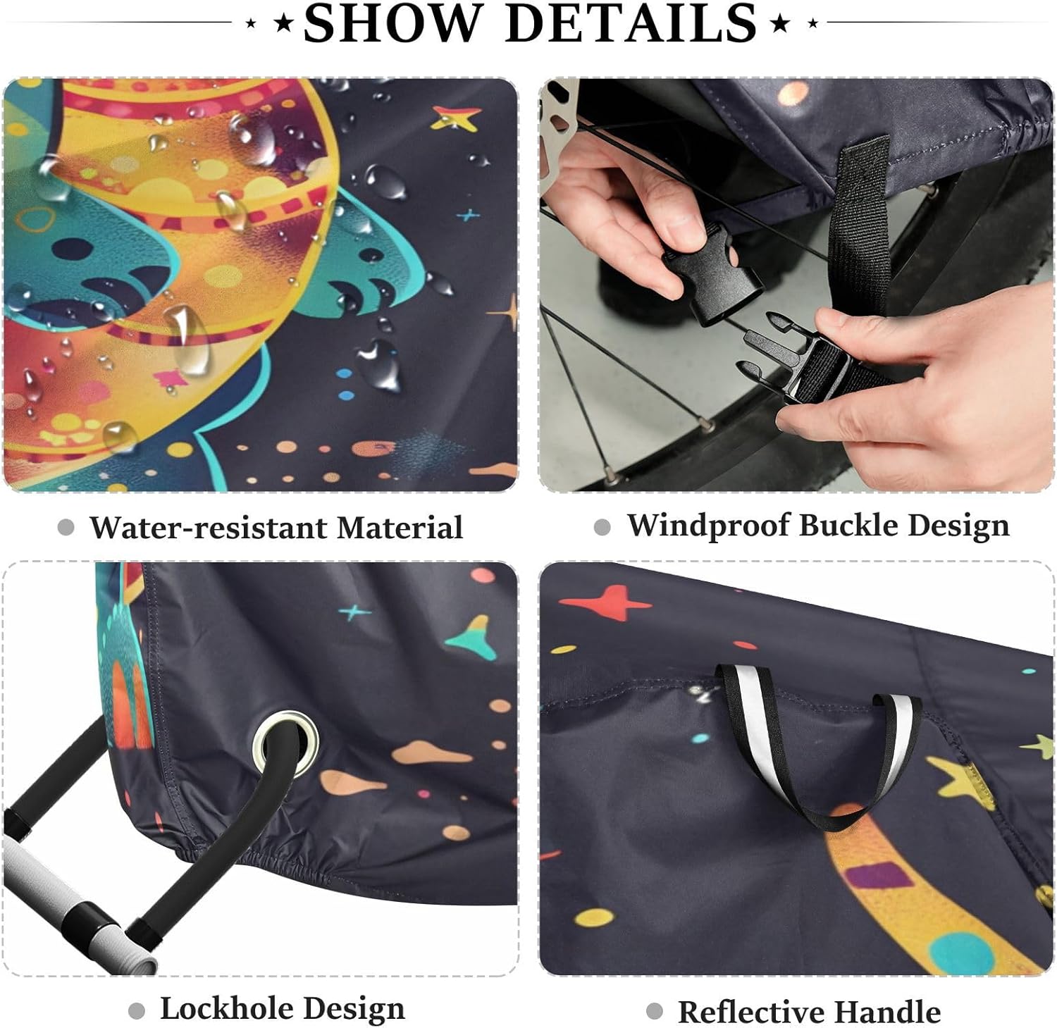 ALAZA Cute Dragon Baby Cartoon Bike Cover Waterproof Outdoor Ebike Bicycle Covers Tarp Protection for 1/2 Bikes, Sun UV Dust Wind Proof
