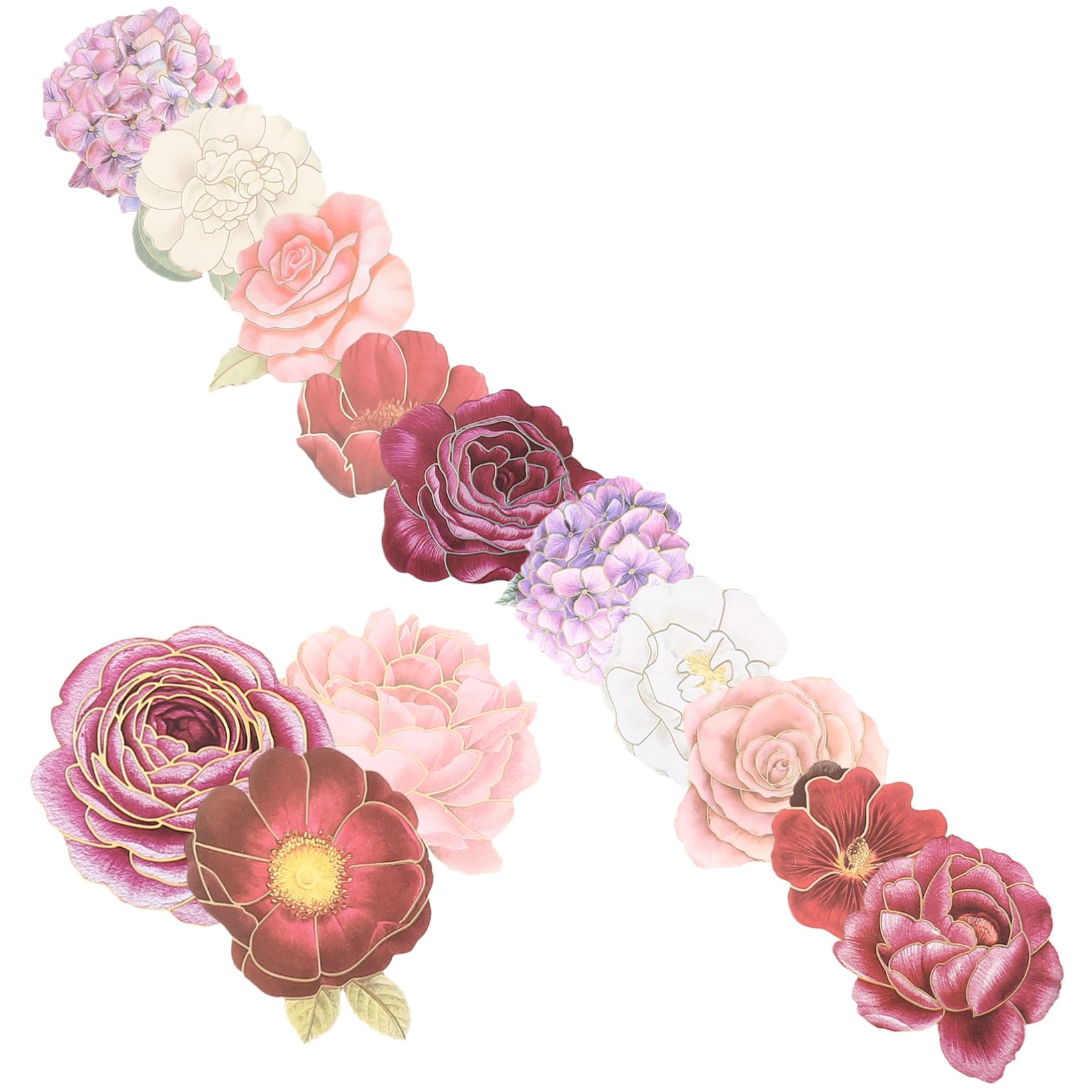 HOMSFOU 3 Series Stickers De Flores Decorativas Para Scrapbooking Notebooks Y Laptops Adhesivos De Plantas Para Manualidades Y Decoración De Bolsas 50 Piezas*3