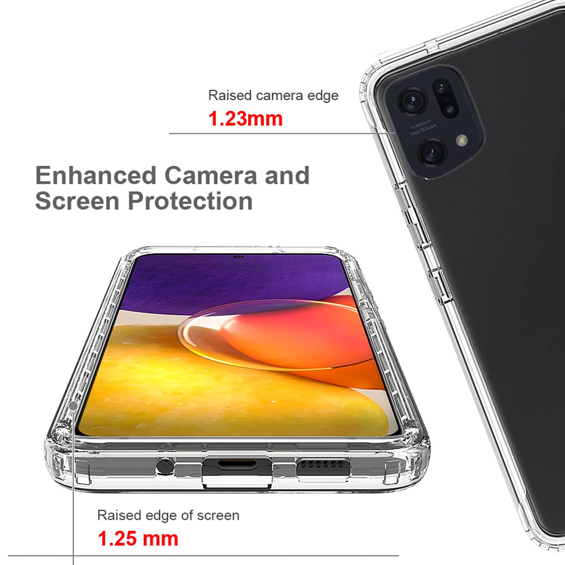 Oppo Find X5 Tianyan Coque 5G,360 Degres Anti-Choc Housse [TPU Silicone Avant Et Dur PC Arrière] 2 In1 Protection Anti-Rayures Etui Coque Pour ,Transparent Coque Oppo A5 Pro