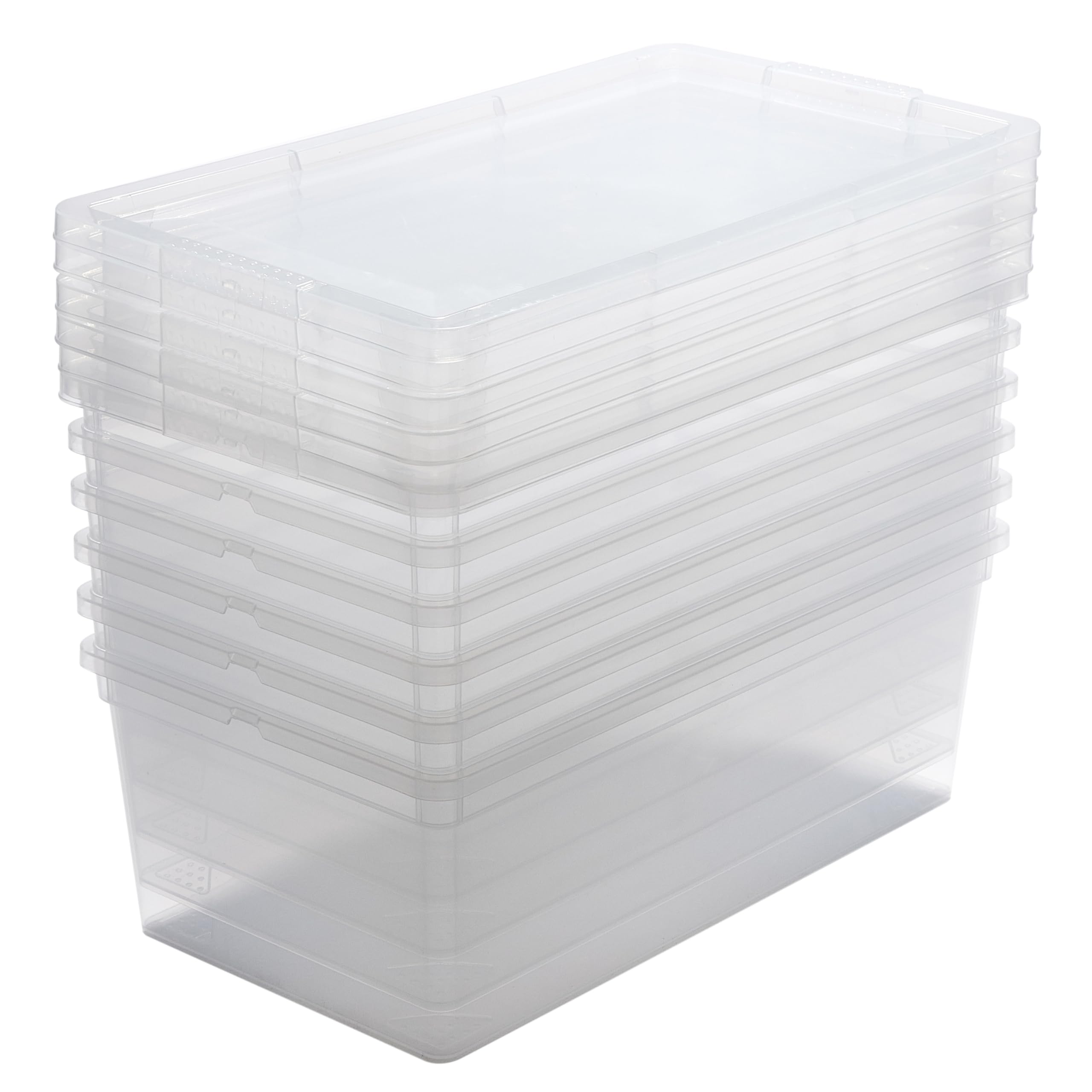 Simplify Storage Bins with Lids | Dimensions: 13.23"x 7.5"x 4.5" |6 Pack| Stackable | Nestable Bins | Great for Clothing | Books | Household Items | Shoes | Home Organization | Clear.