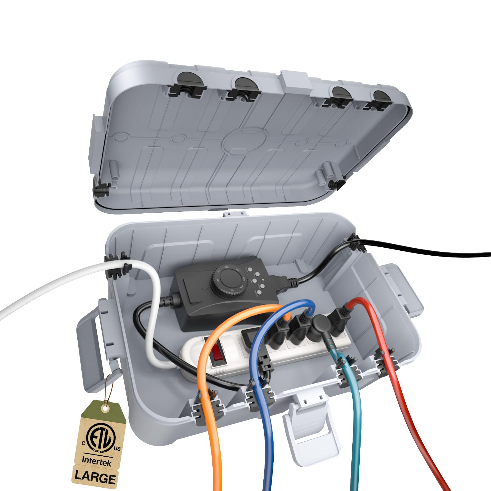 Flemoon Outdoor Elektrobox Wasserdicht, IP54 Wasserdicht Verlängerungskabel Abdeckung, Schutz Steckdose, Stecker, Steckdose, Timer, Steckdosenleiste, Urlaubslicht, Große Wetterfeste Anschlussbox