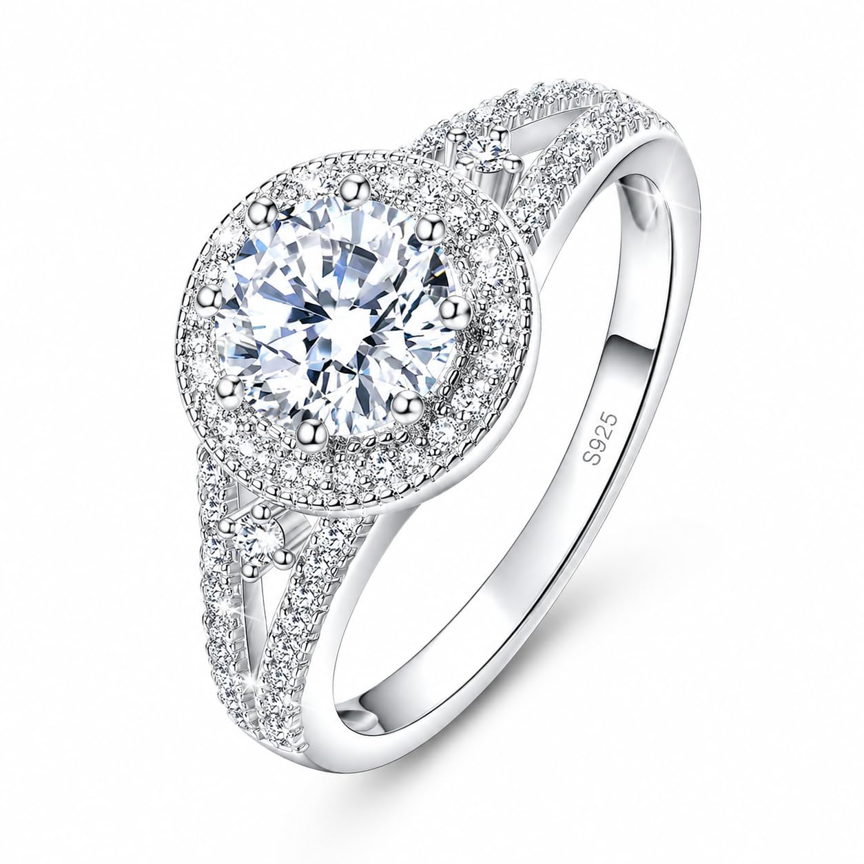 Halo 1 Karat Moissanit Ring für Damen Engagement Verlobungsring