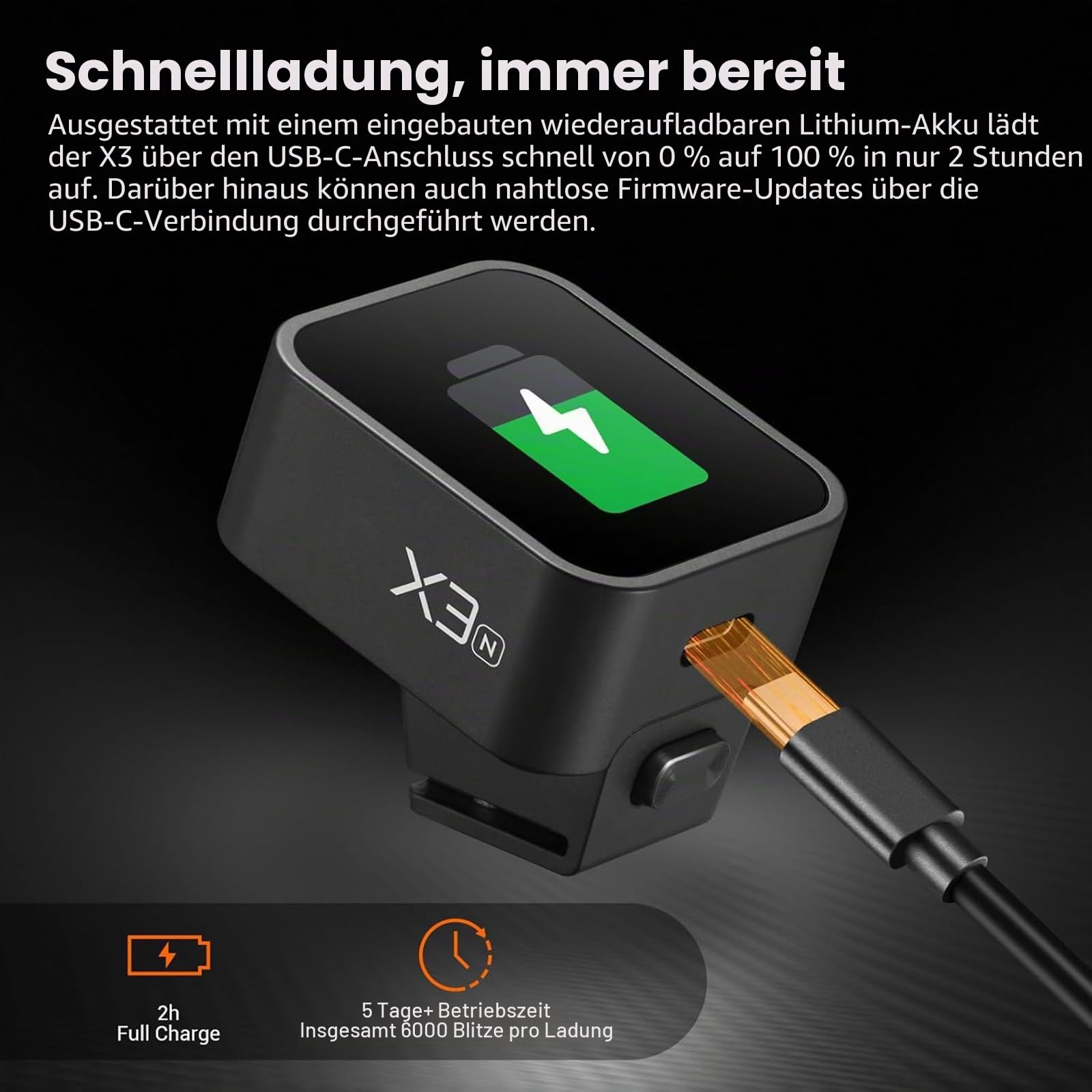 Godox X3C X3-C 2.4G OLED-Touchscreen Flash Trigger TTL kabelloser Blitzauslöser, mit TCM-Konvertierung, Eingebauter 3,7 V 850 mAh Li-Ion-Akku mit Aufbewahrungstasche für Canon-Kameras (X3C)