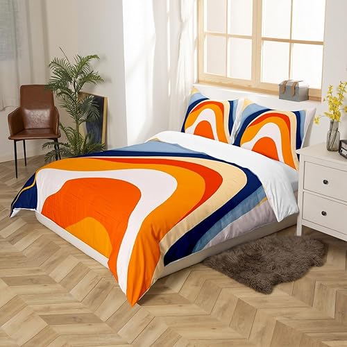 Miniatura 4 de Erosebridal Juego de ropa de cama moderno minimalista tamaño Queen, funda de edredón abstracta estética a rayas geométricas, juego de cama con