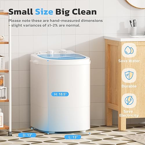 Miniatura 9 de INTERGREAT Lavadora portátil, mini lavadora compacta de 5.5 libras, lavadora de lavandería de 110 V de una sola tina para apartamentos, dormitorios,