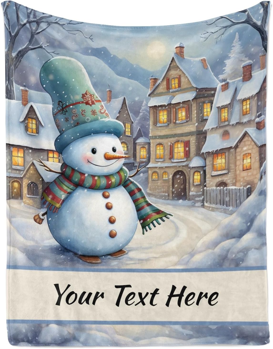 Christmas Blankets Snowman, Personalized Blanket with Name, Ultra Soft Micro Blanket for Bed Couch Living Room (Kids), 30" x 40"