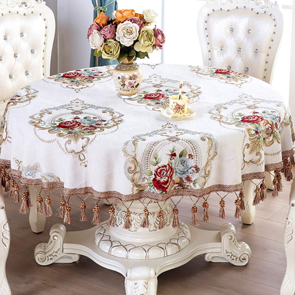 Nappe ronde blanche 150cm pour sublimer vos repas de famille au salon