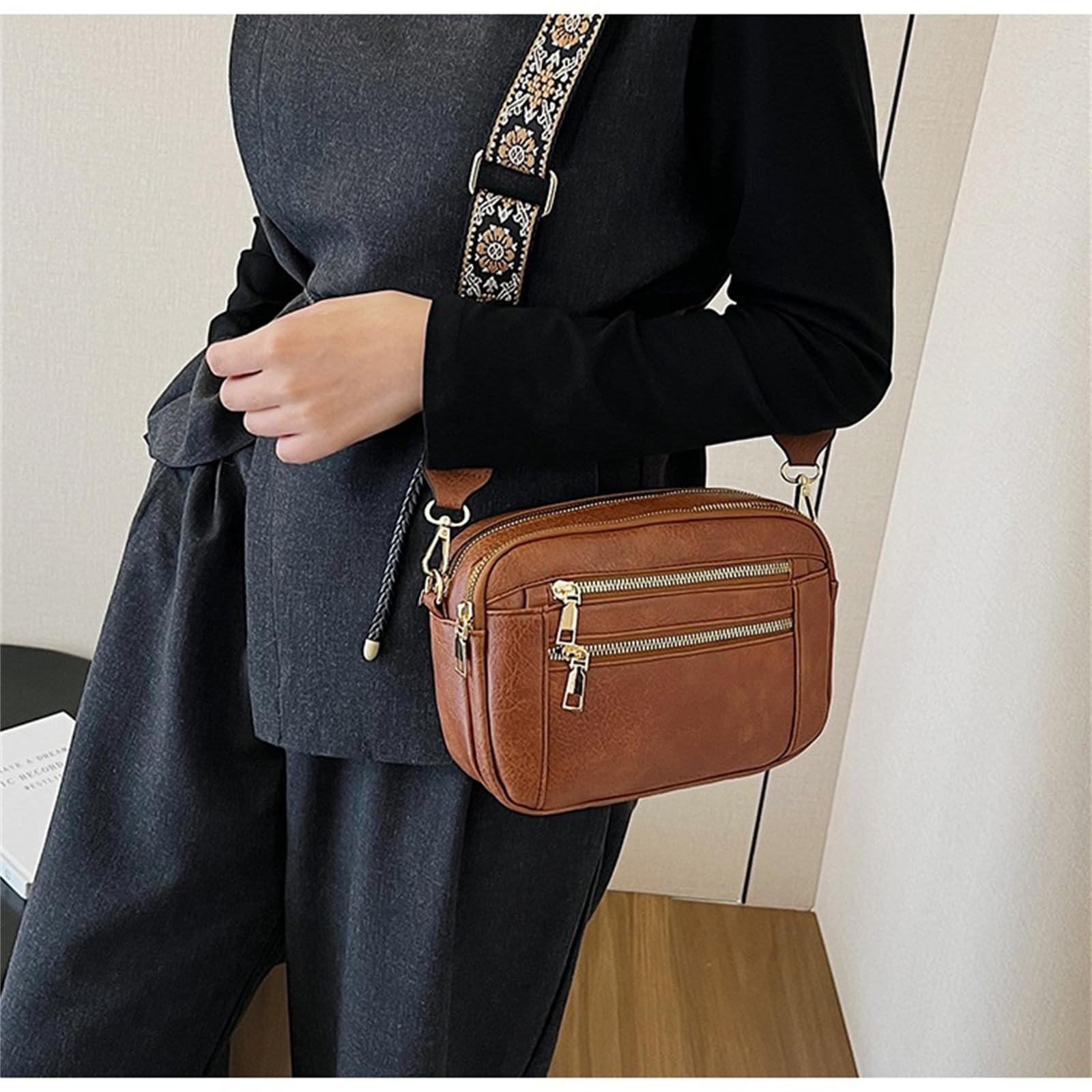 Borsa A Tracolla da Donna Singola alla Moda Pendolare Versatile-Marrone