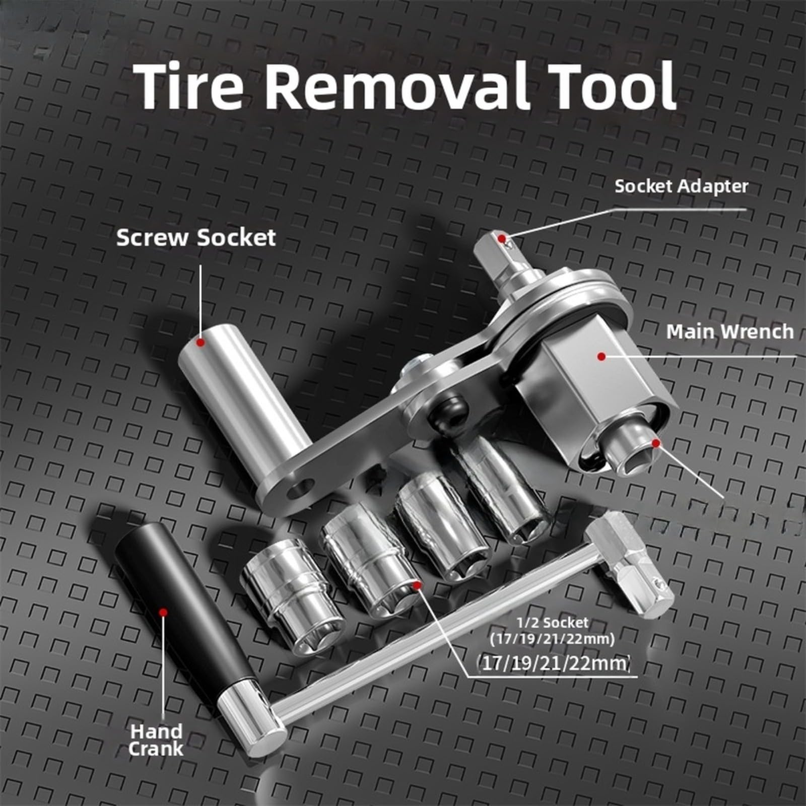 Croce ruota a risparmio energetico con effetto leva, set di 4 chiavi a bussola 17 19 21 22 mm, ergonomico per cambio pneumatici di auto e SUV