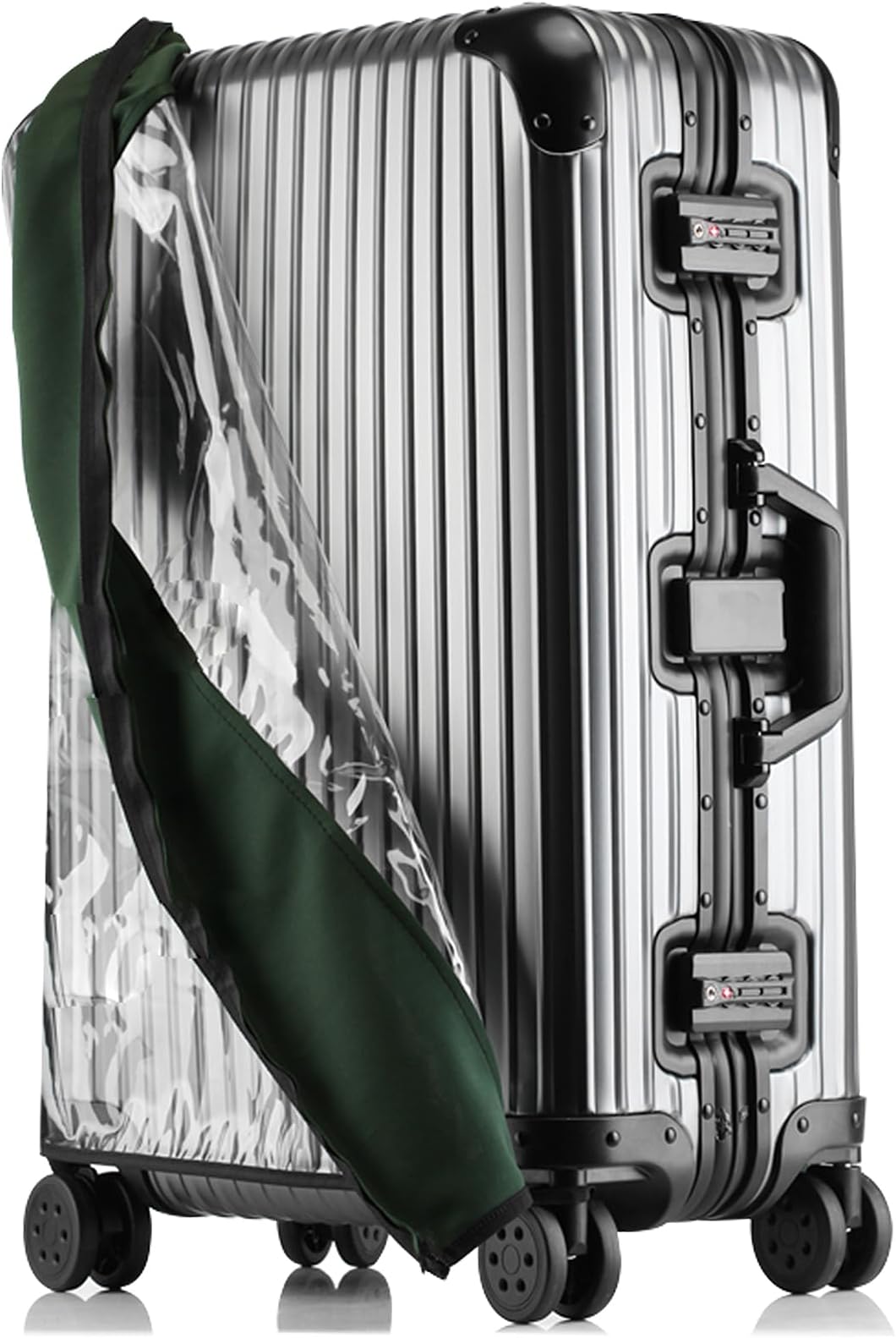 Linpr Transparent PVC Suitcase Cover, No Disassembly Required Clear Luggage Protector Suitcase Cover, Waterproof Travel Wrap Luggage Cover Protectors, Luggage Bag for Hard Cover Suitcase (22,Green)
