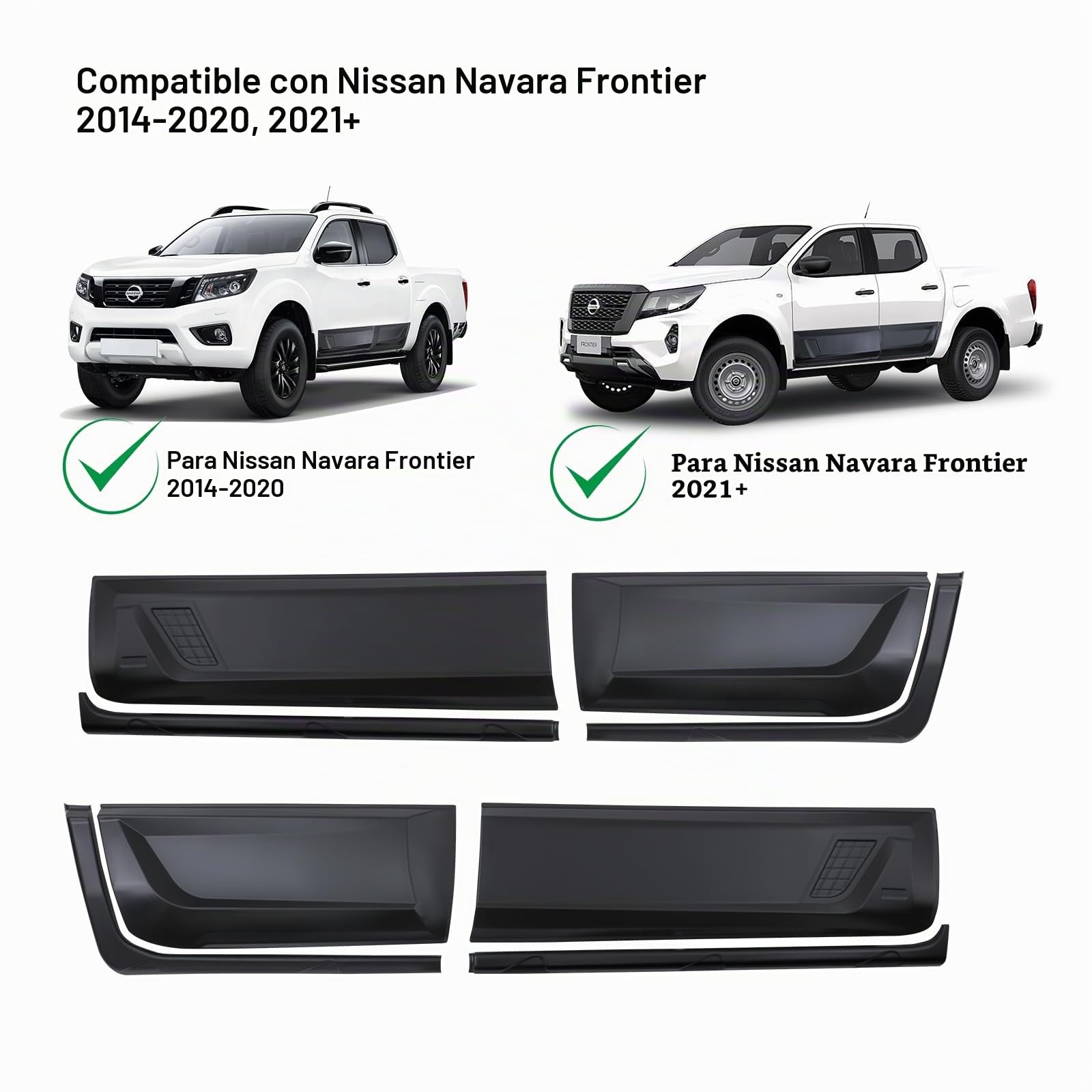 Revestimiento de carrocería para Nissan Navara 2015-2024 NP300 D23 Doble Cabina Paneles de Puerta Lateral