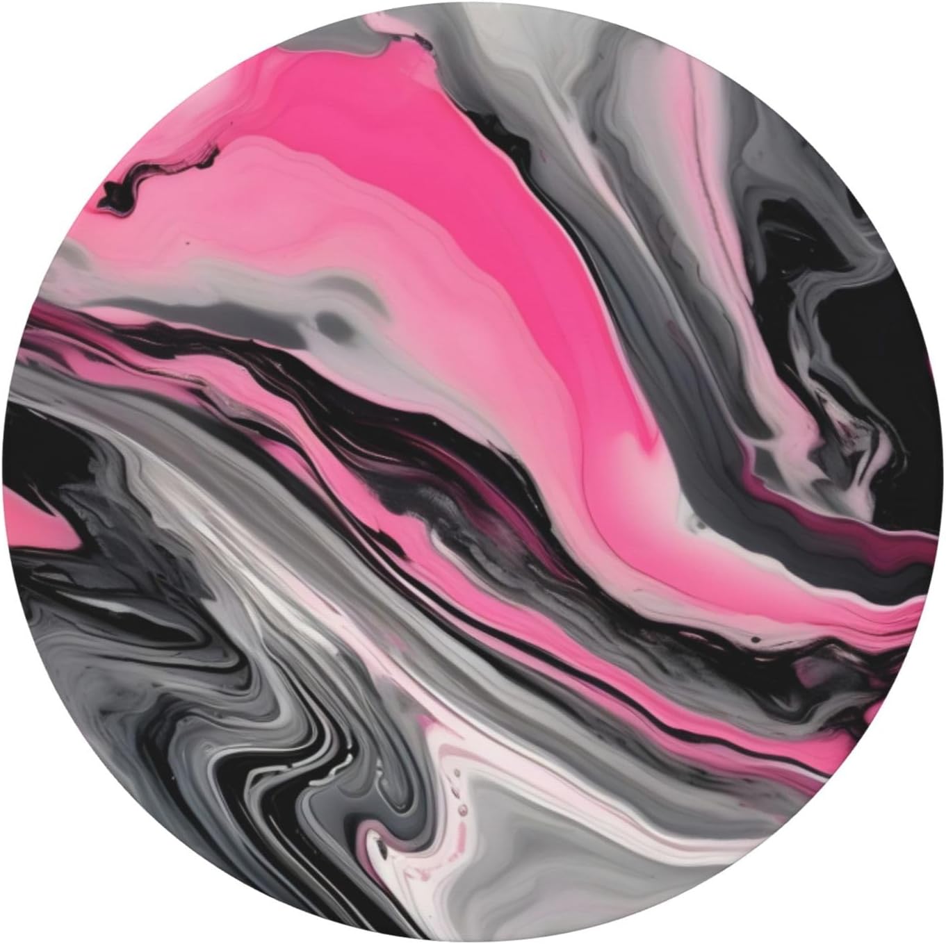 Pink Abstract Marble Gray Artistic Print Outdoor Patio Kitchen Decor Supplies Wipeable Round Table Cloth for Indoor Outdoor