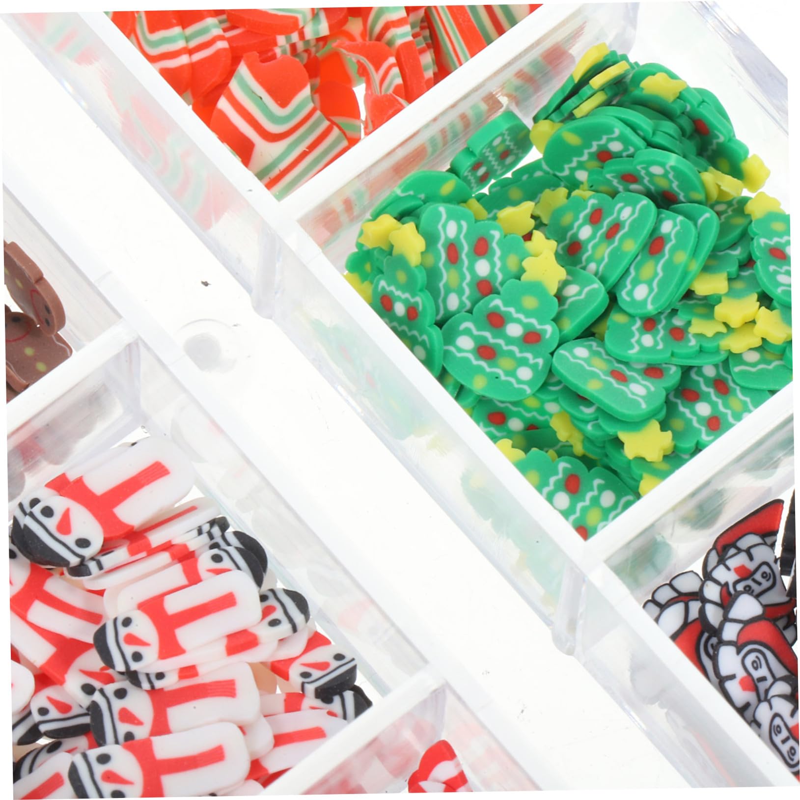 2 Boîtes Boîtes Décorations Ongles Pâte Polymère de Noël Accessoires DIY Compartiments Décoration Ongles Festive Hivernale
