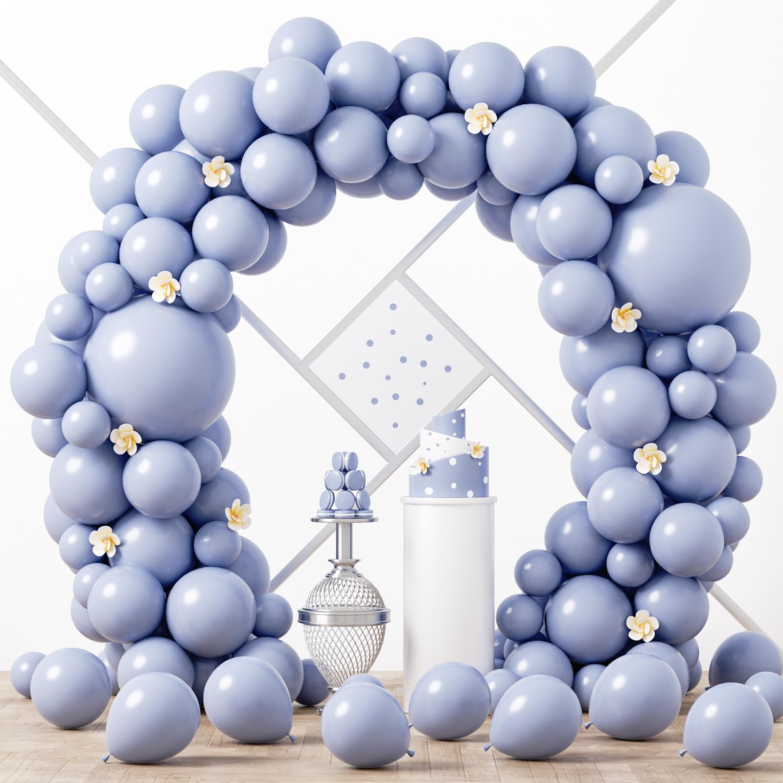 Voircoloria 90pcs Dusty Blue Balloons Garland Arch Kit, 18 12 10 5 Inch