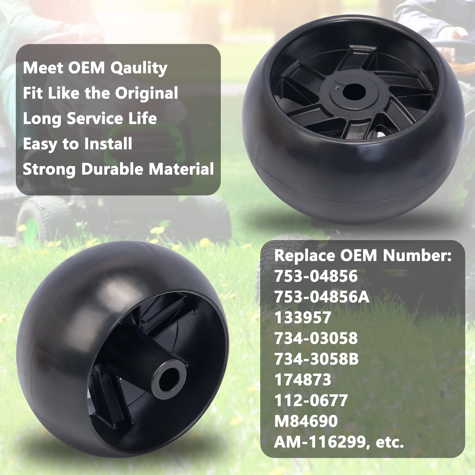 KOOTANS Paquete de 2 ruedas de cubierta de cortacésped para Husqvarna 532174873 589527301, para Craftsman MTD AYP 174873 133957 532133957 734-3058, para Cub Cadet 734-04155, apto para la mayoría de