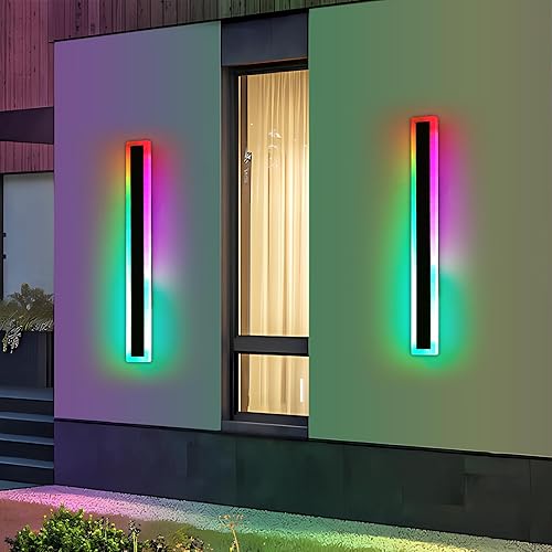 Vista 122 de Apliques de pared para exteriores de 47 pulgadas, regulables de 3000 K-6000 K, luces de pared larga para exteriores, IP65 impermeable, moderna