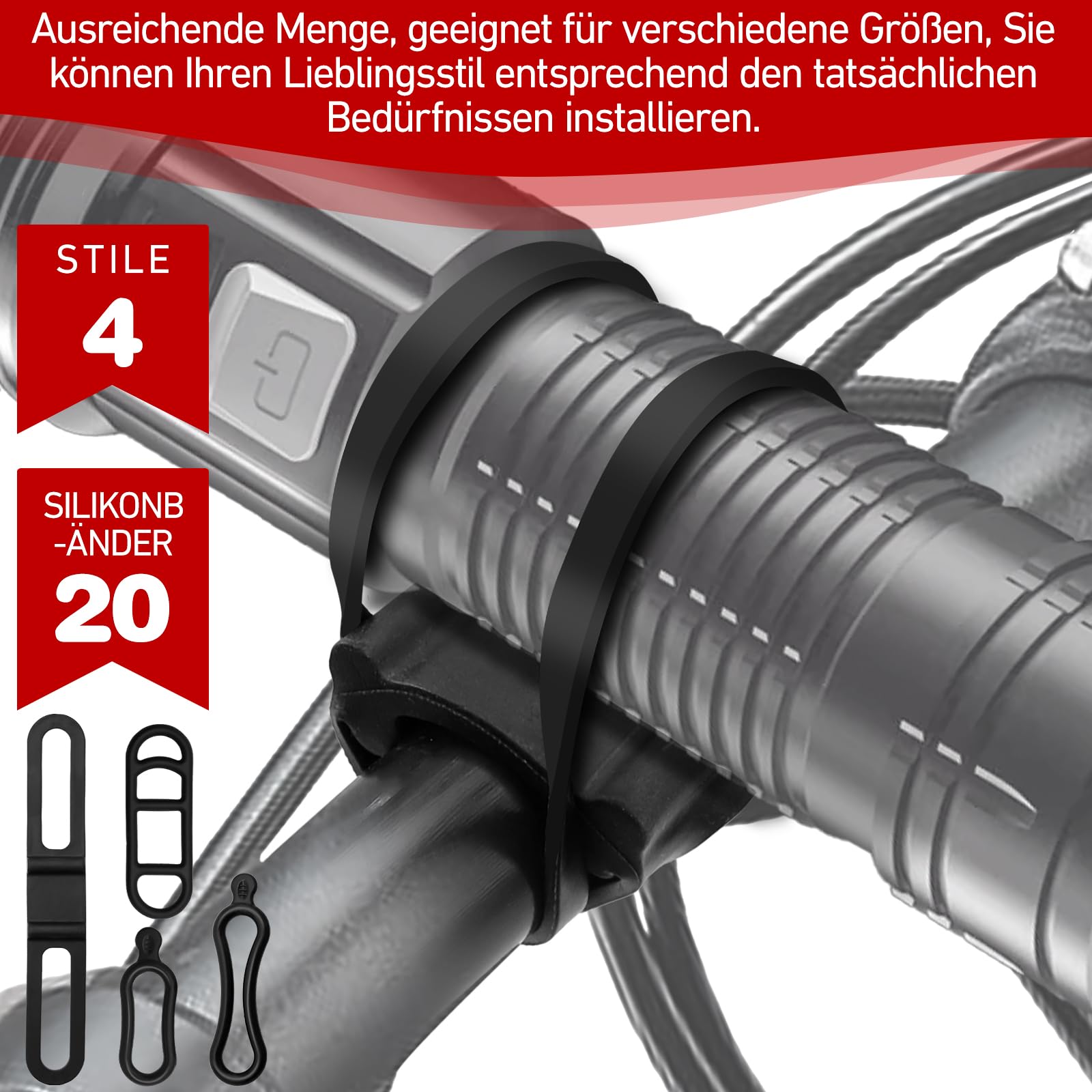 Aerzouser Sigma Rubberen Achterlichten – 14 Stuks – Siliconen Fietsband – Geschikt Voor LED-lampen, Fietsverlichting & Zaklampen – Flexibele Houder