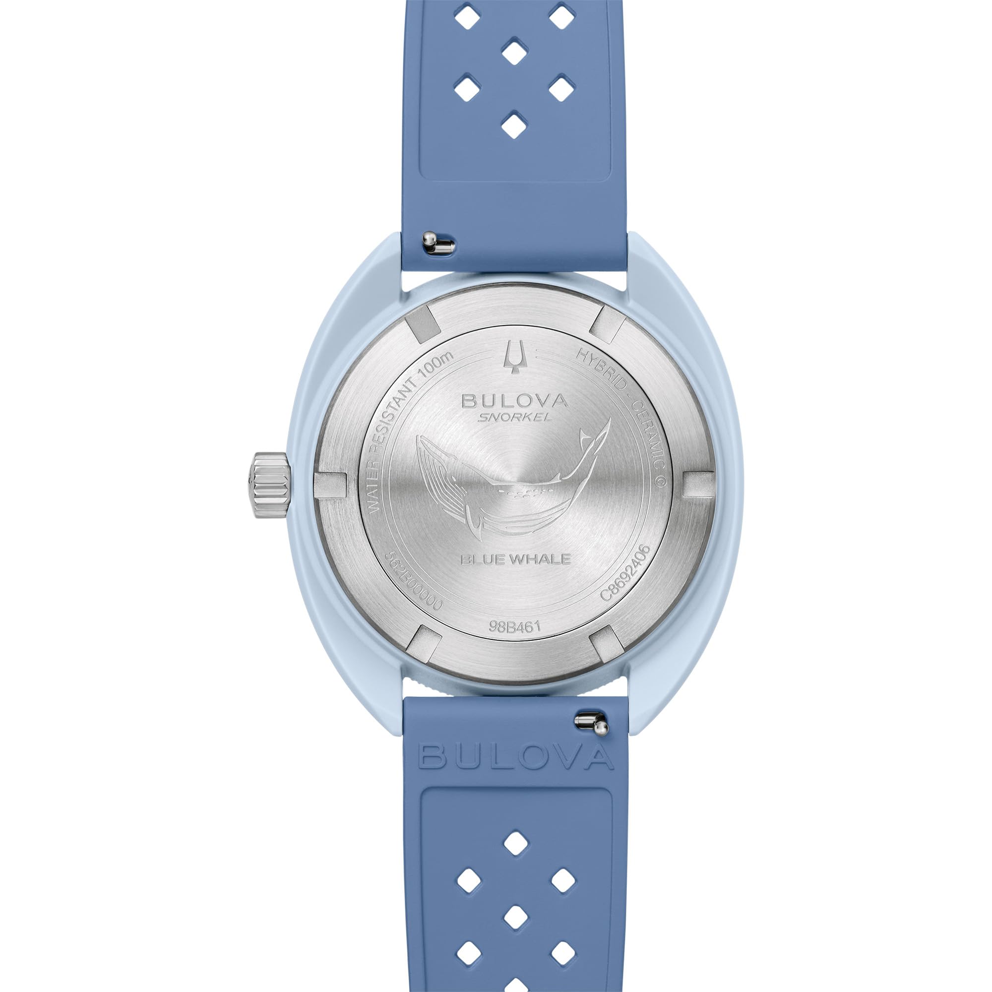 Bulova Oceanographer Snorkel Amazon Exclusive Ceramic Case and White Perforated Rubber Strap Watch, Day Date 100M WR