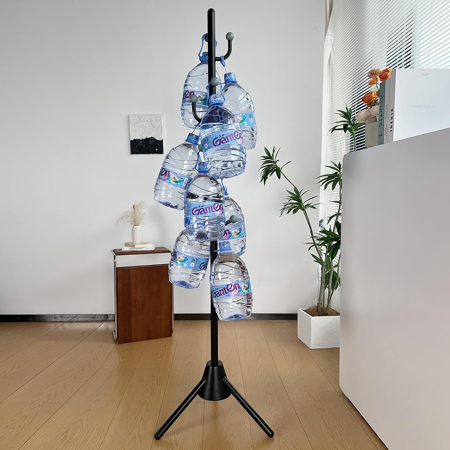 Anti-Tip Coat Rack with 8LB Weighted Base, Heavy Duty Metal Coat Rack Freestanding with 8 Hooks, 3 Adjustable Height Sturdy Clothes Rack Space Saving Organizer Stand for Entryway, Bedroom, Office