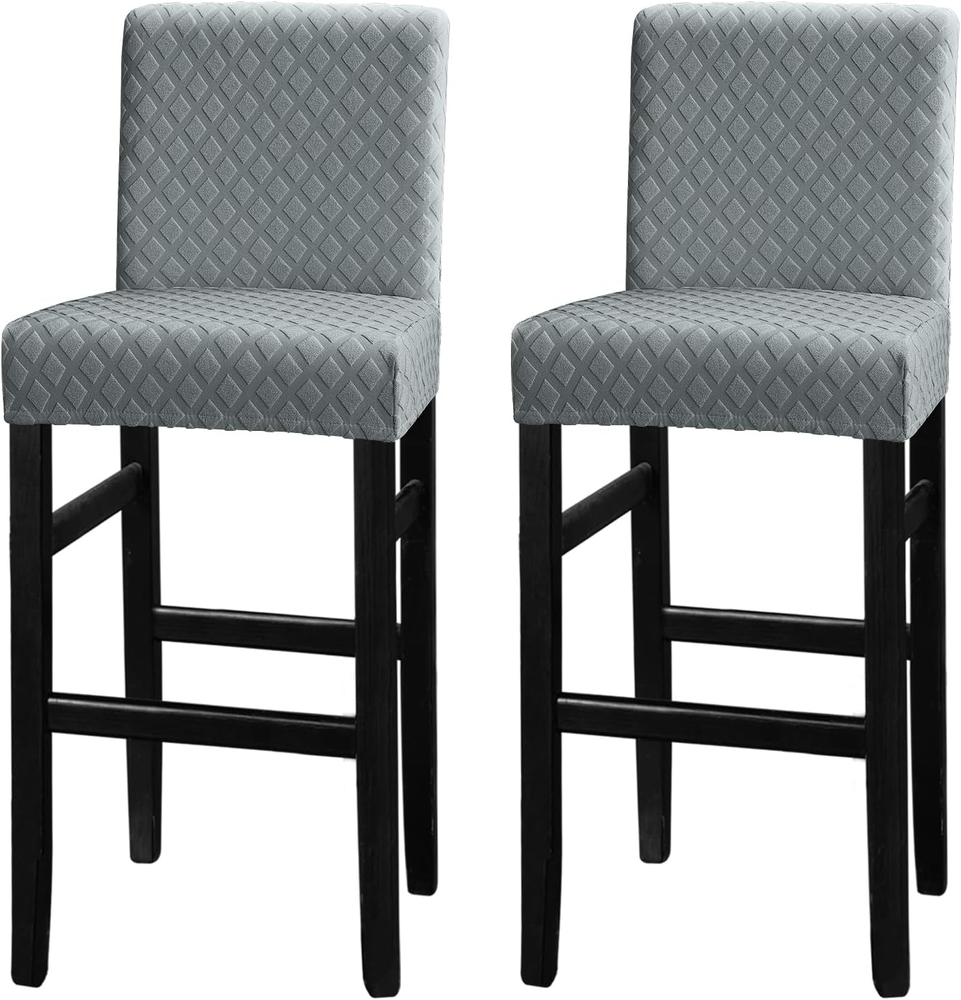 Lellen Bar Stool Covers - Jacquard Pattern Bar Stool Seat Covers Bar Chair Covers Barstool Slipcovers Pub Counter Height Chair Covers for Kitchen Dining Room Cafe（Light Grey）